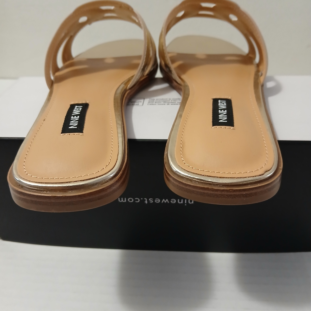 Nine West Women's Metallic Gold Slide Sandals - Picture 10 of 10